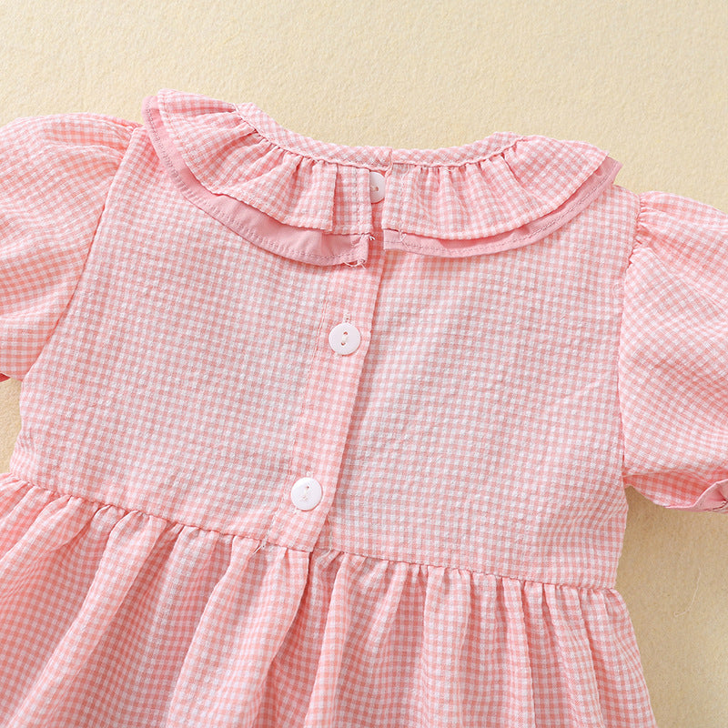 Strawberry embroidery Pink smocked princess dress