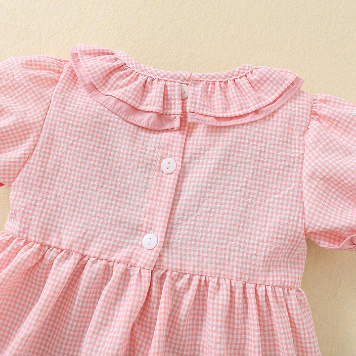 Strawberry embroidery Pink smocked princess dress