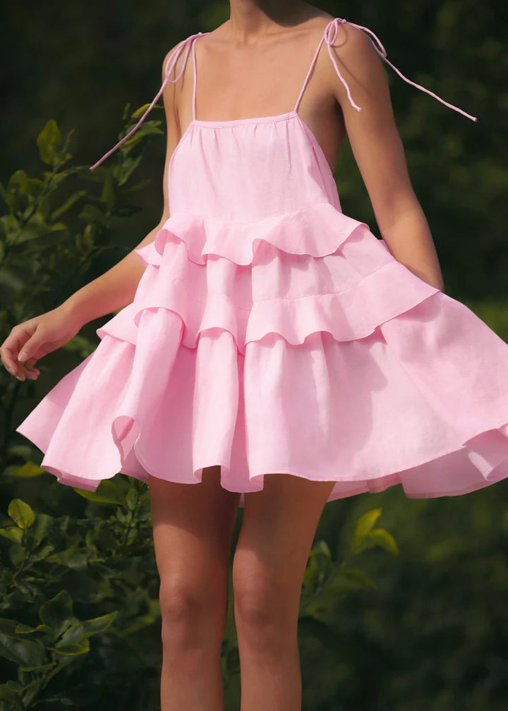 Summer layered backless cake skirt mini slip dress