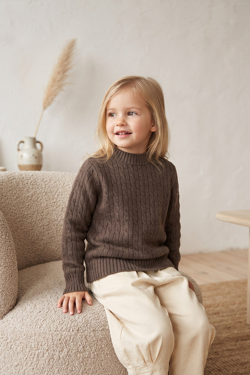 Children's Cable-Knit Soft Sweater Long-Sleeve Sweater for Boys and Girls