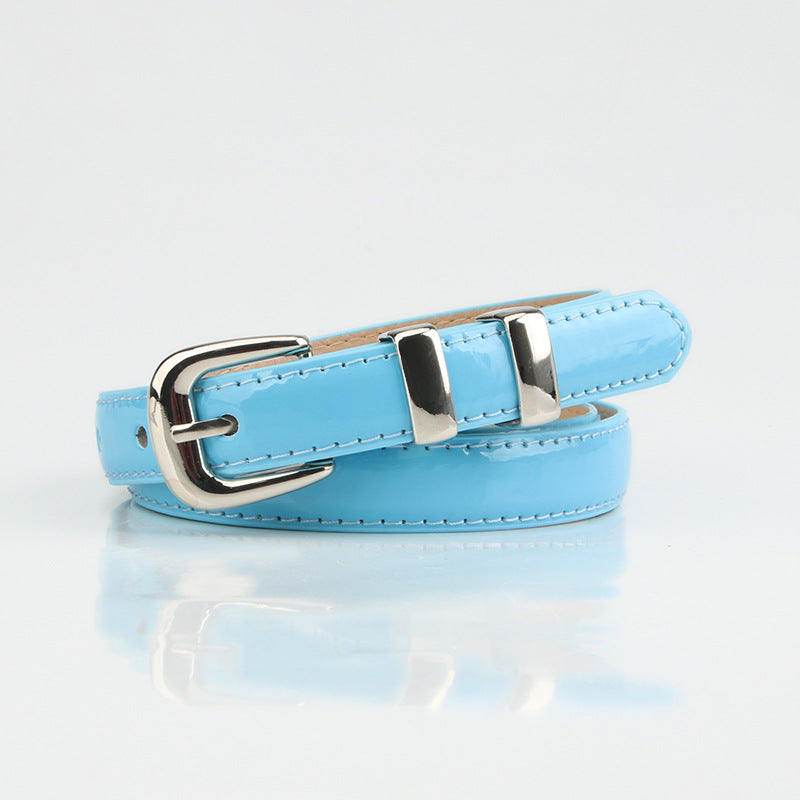 Summer dopamine color women's glossy thin belt
