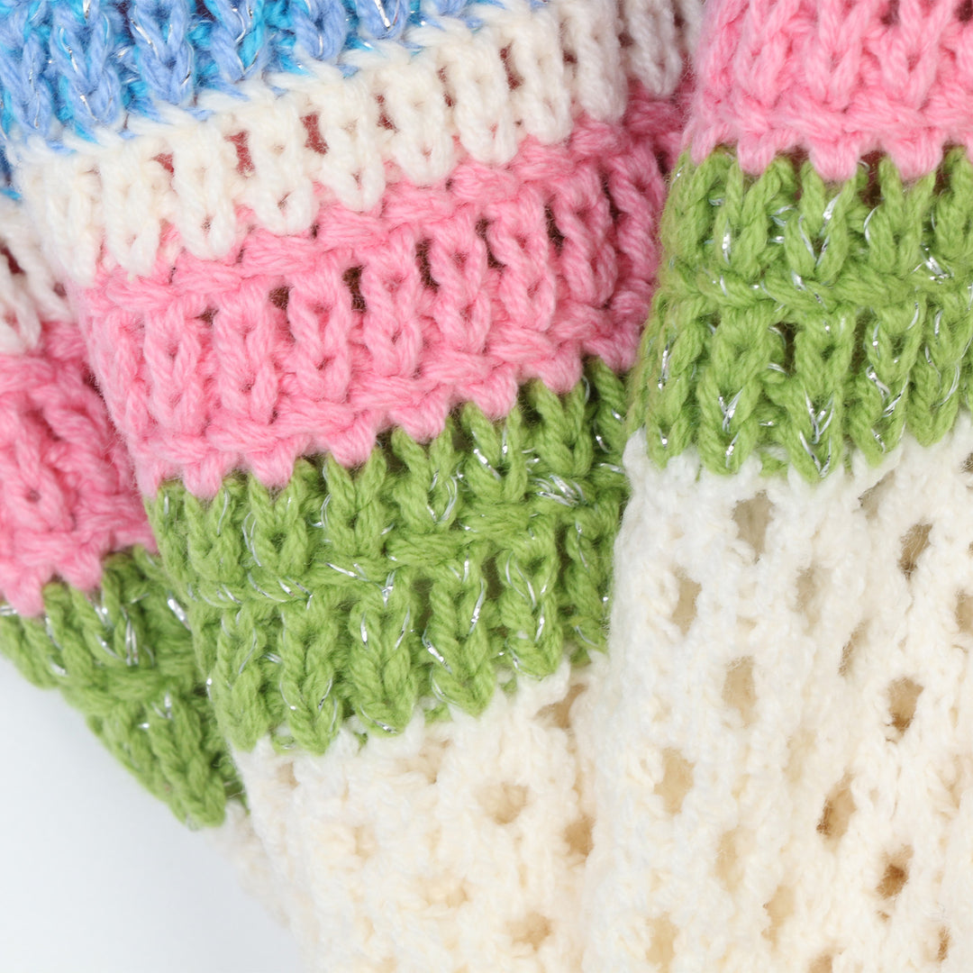 Hand-crocheted knitted Bow contrast color vest