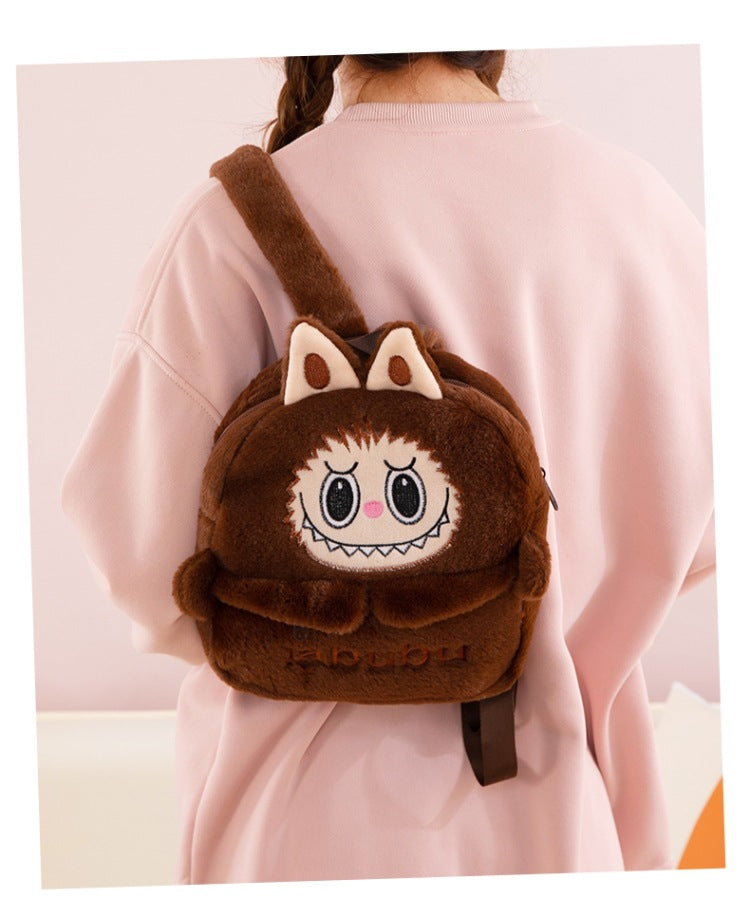 Cartoon labubu furry backpack children's plush backpack