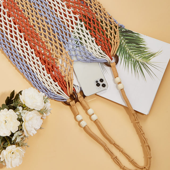 Summer ethnic style hollow handwoven shoulder bag for vacation