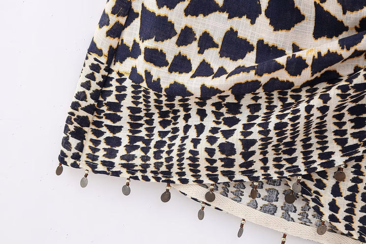 Leopard print double layer cross sexy mini skirt
