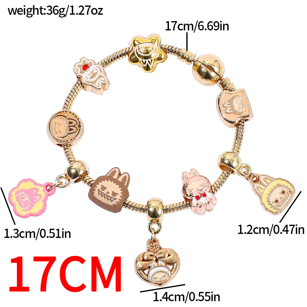 Labubu bracelet pendant beaded alloy bracelet