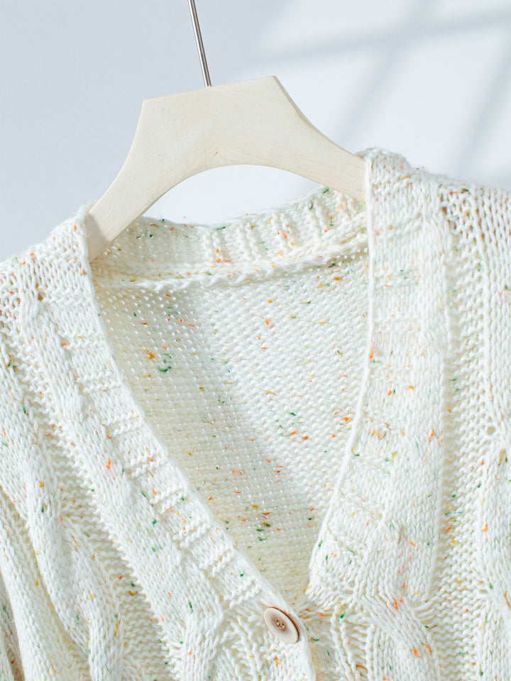 Colorful dots cable knitted sweater cardigan