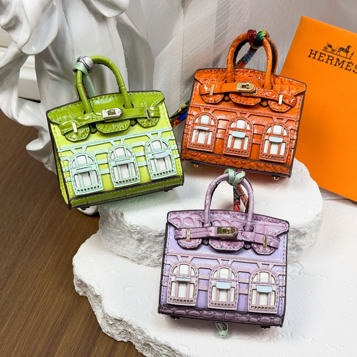 Mini House Bag Charm designer Bag Pendant-Oil wax series