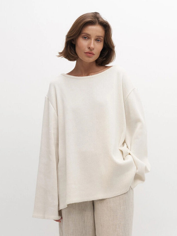 Pure cotton loose lazy backless knitted sweater