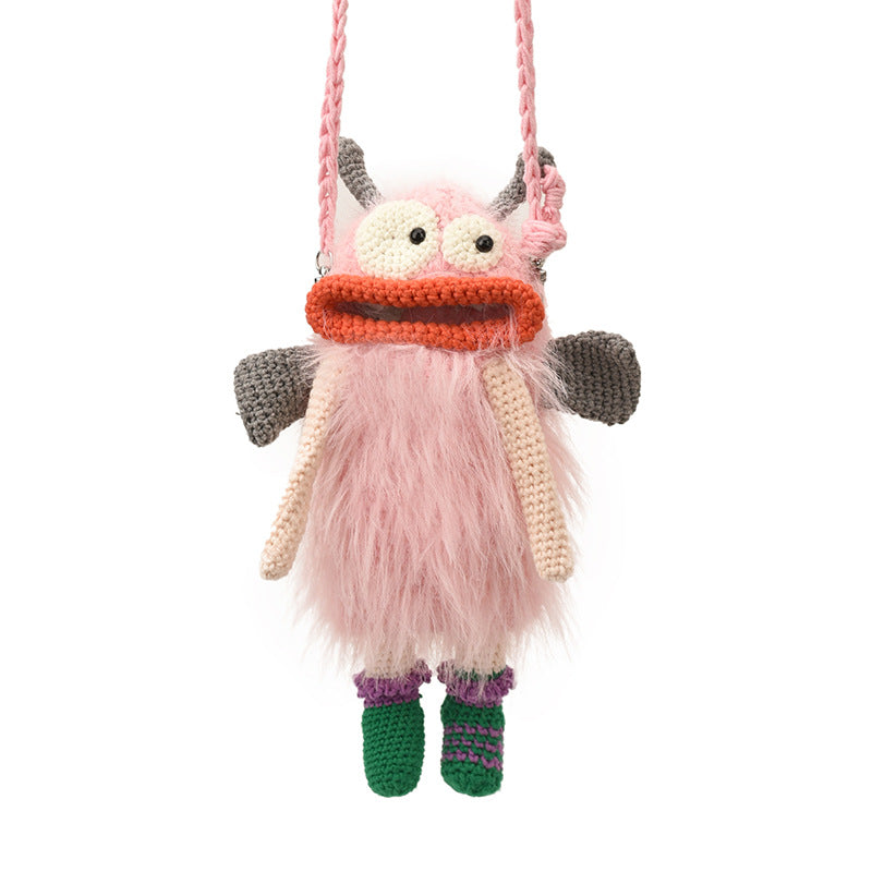 Crochet Big Mouth Elf crossbody Bag Handmade Mini Purse