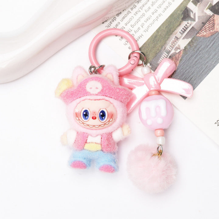 Pirate cute monster flocked keychain pendant small gift