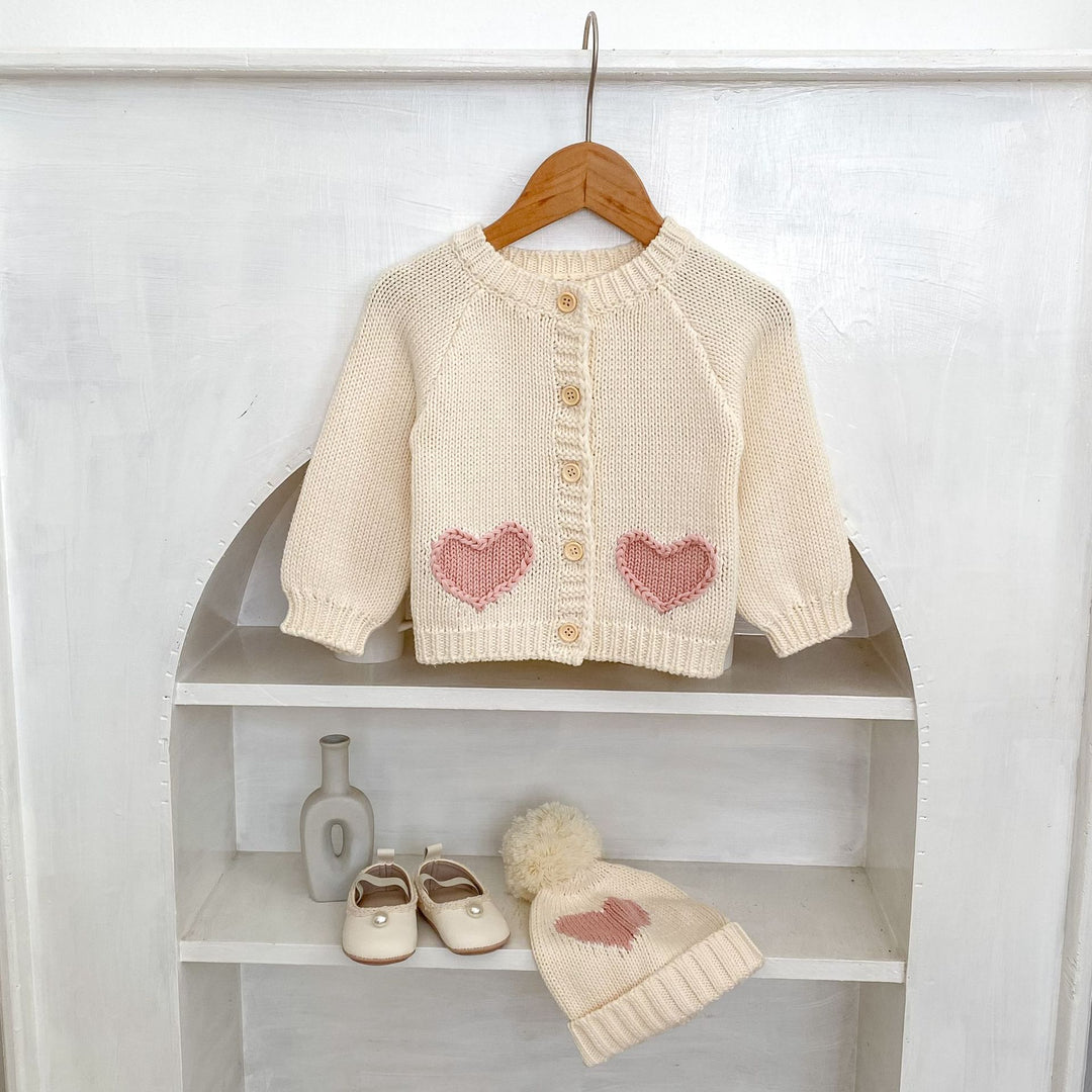 Baby Girl Sweet Love Jacquard Knitted Cardigan