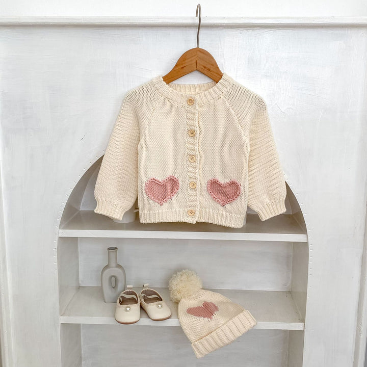 Baby Girl Sweet Love Jacquard Knitted Cardigan