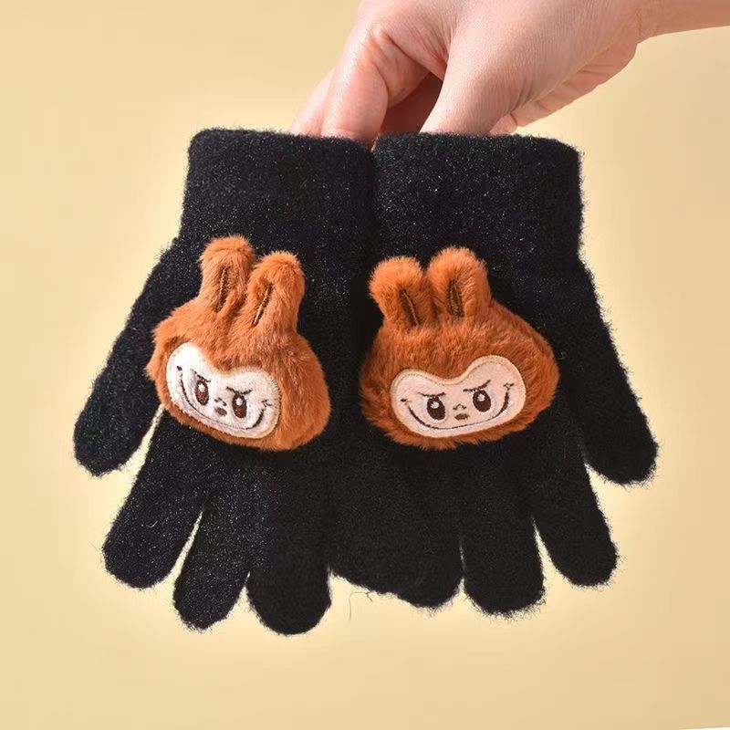 Labubu Five-finger warm knitted gloves for kids