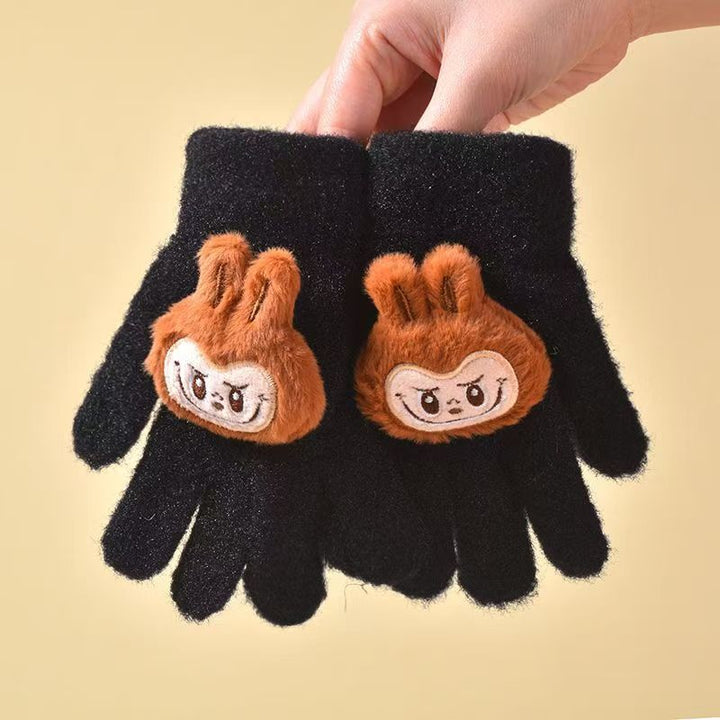 Labubu Five-finger warm knitted gloves for kids