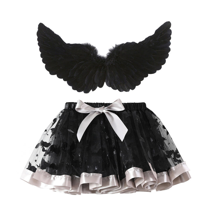 Halloween costumes girls tutu skirt&black feather wings