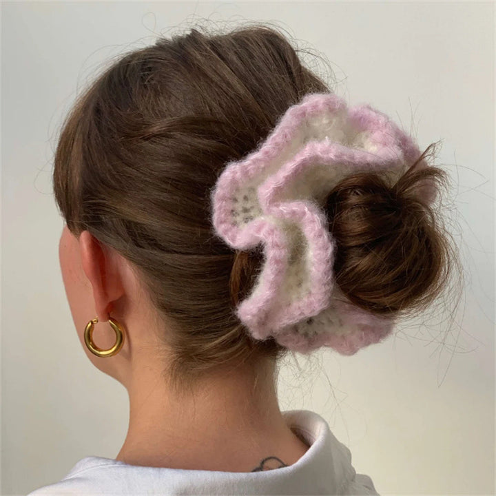 Handmade knitted intestine ruffle Lace Hair Ties For Girls