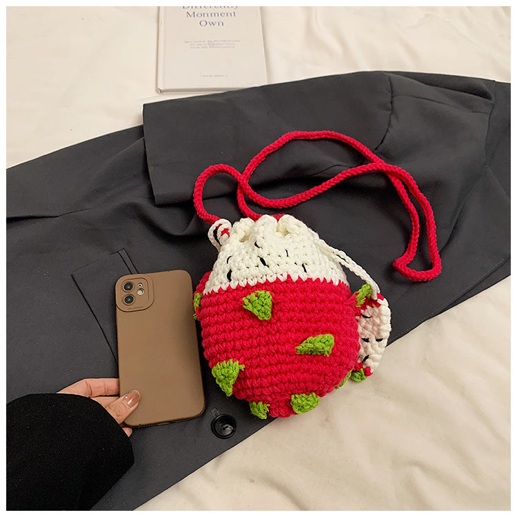 Handmade crochet Pitaya crossbody bag cute mini fruit handbag