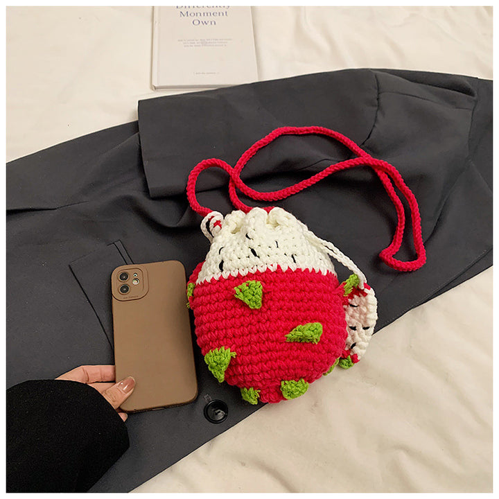 Handmade crochet Pitaya crossbody bag cute mini fruit handbag