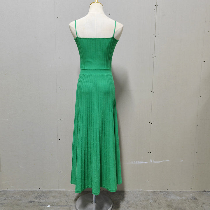 Knitted Slim Suspender Dress Seaside Pleated dress