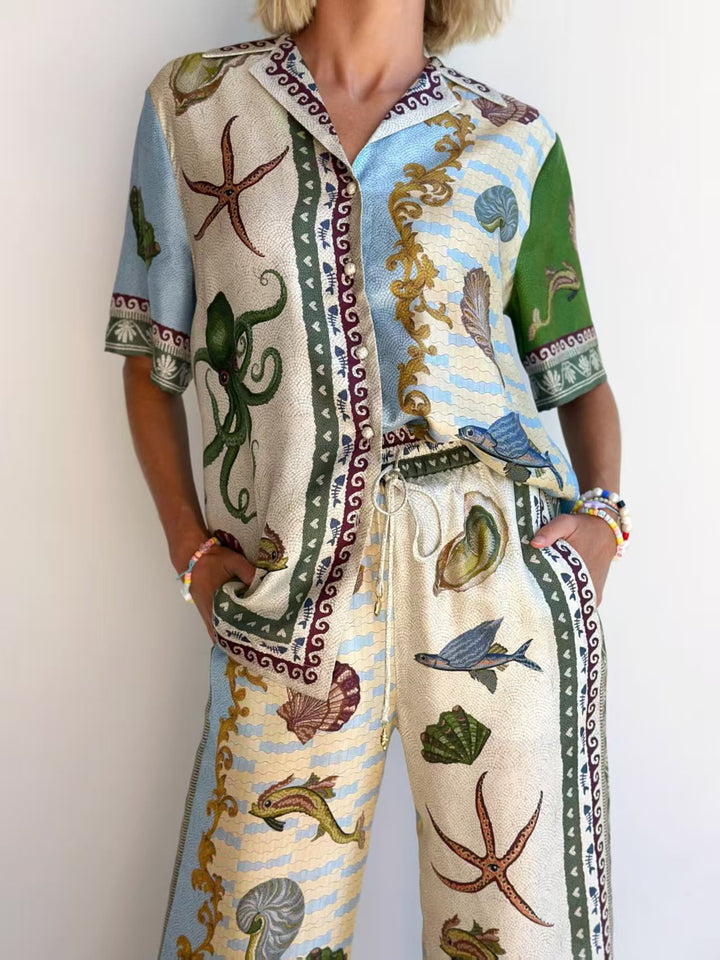 Deep Sea Dreaming Short Sleeve Shirt&pant set
