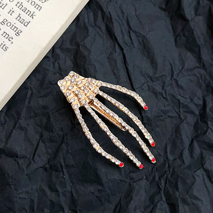 Halloween  diamond Skeleton Hand Hair Clip