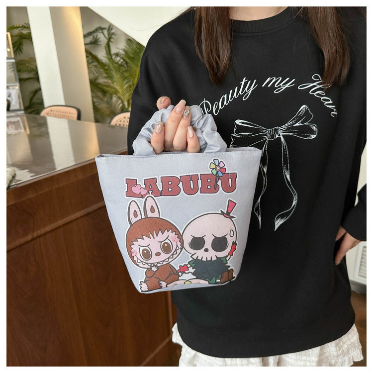 Labu cartoon cute handbag Korean portable labubu bucket bag