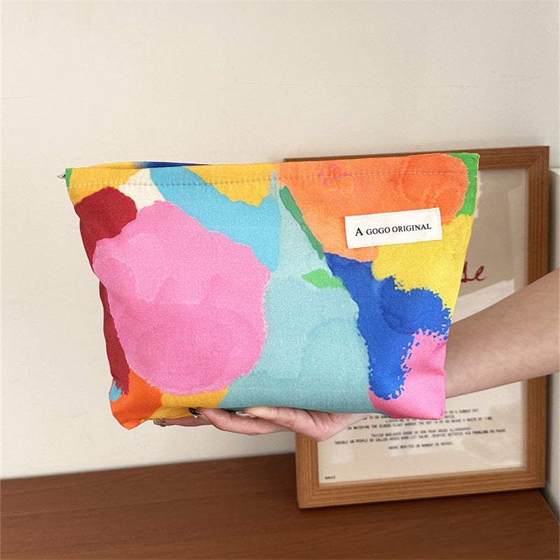 Oil painting printed cosmetic bag portable travel storage bag
