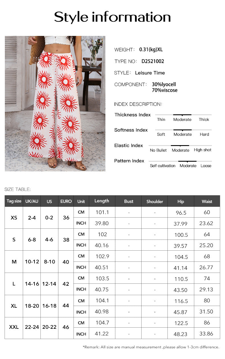 Boho Printed wide leg Pants for Holiday