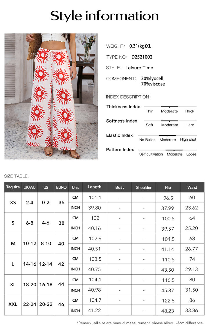 Boho Printed wide leg Pants for Holiday