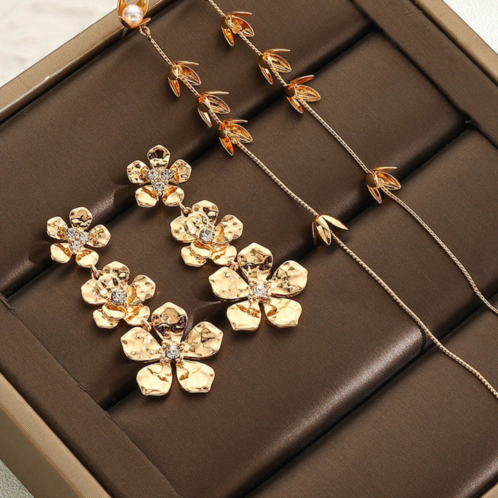 Gold flower Tassel Drop earrings