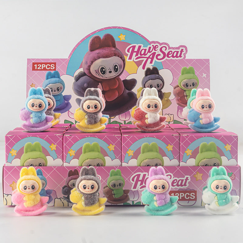 Flocking labubu Ornaments Gift Children's Toys Blind Bag Blind Box
