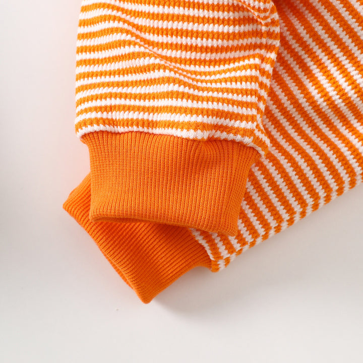 Boo Halloween Towel embroidery striped sweatshirt set