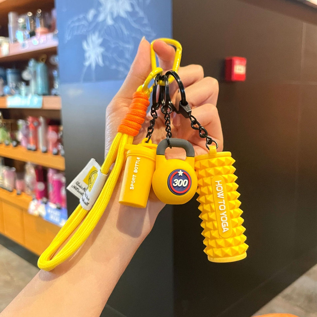 Fitness Series Silicone yoga foam roller Keychain Creative Gift