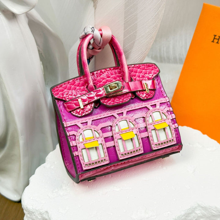 Mini House Bag Charm designer Bag Pendant-Oil wax series