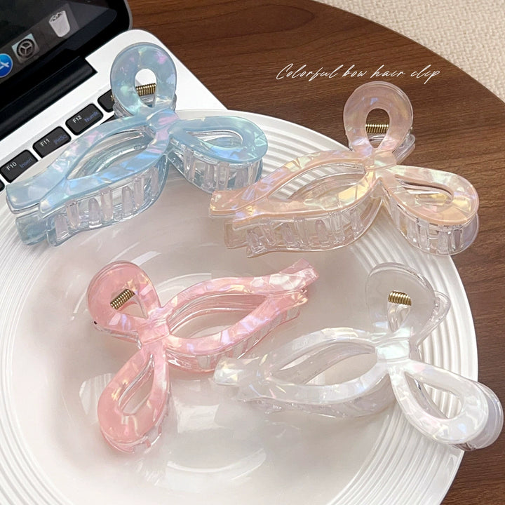 Jelly color bow hair claw clip fairy ribbon bow hair clip