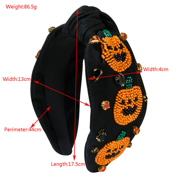 Handmade Rice Beads Cute Pumpkin Ghost Headband for Halloween