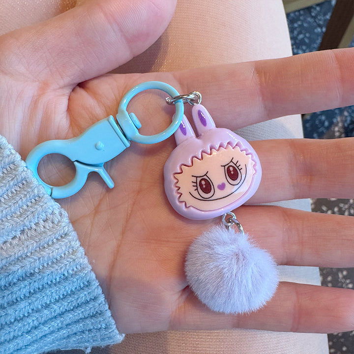 Labubu furry Ball mini keychain Bag Pendant Gift