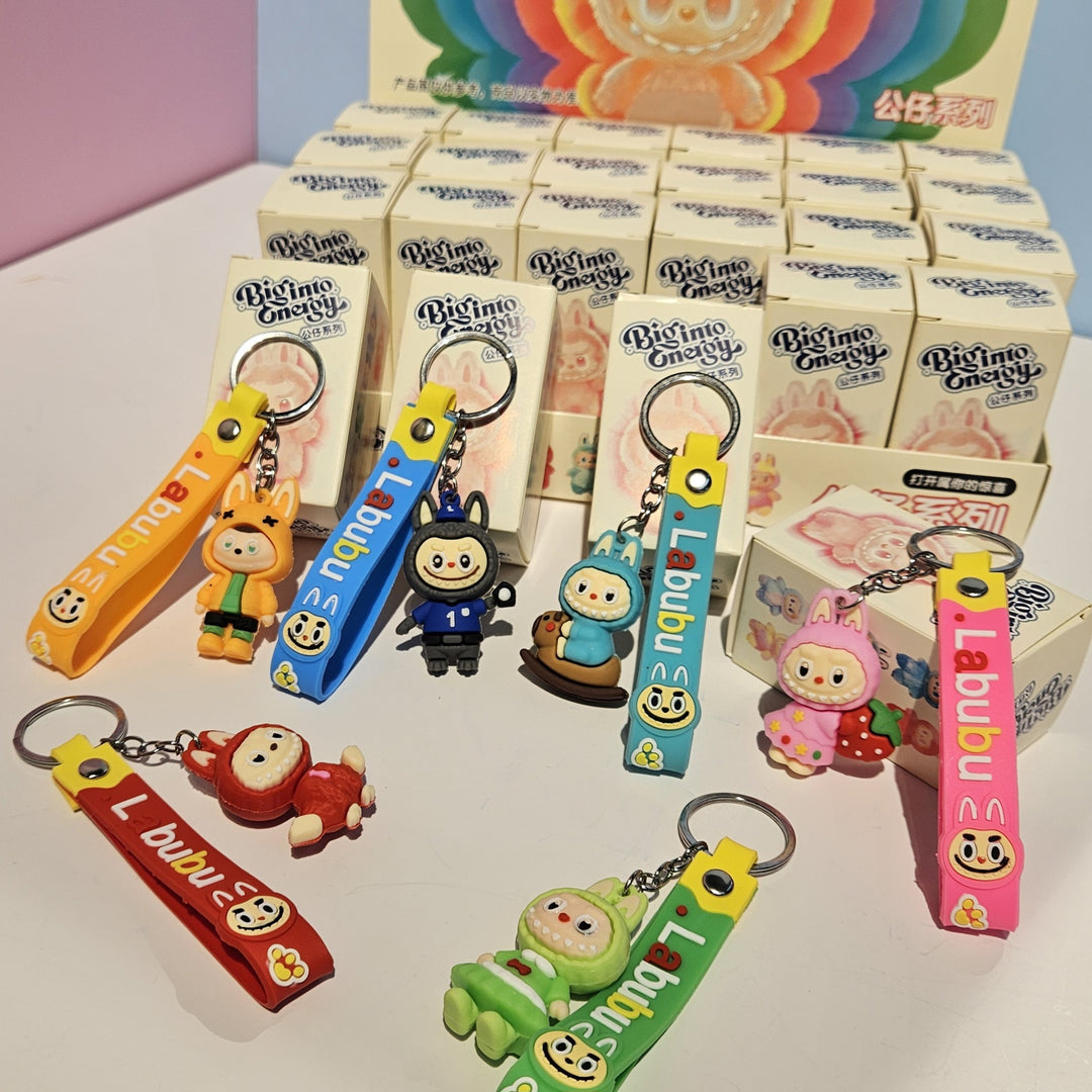 Cute monster labubu silicone keychain Blind Box-24pcs