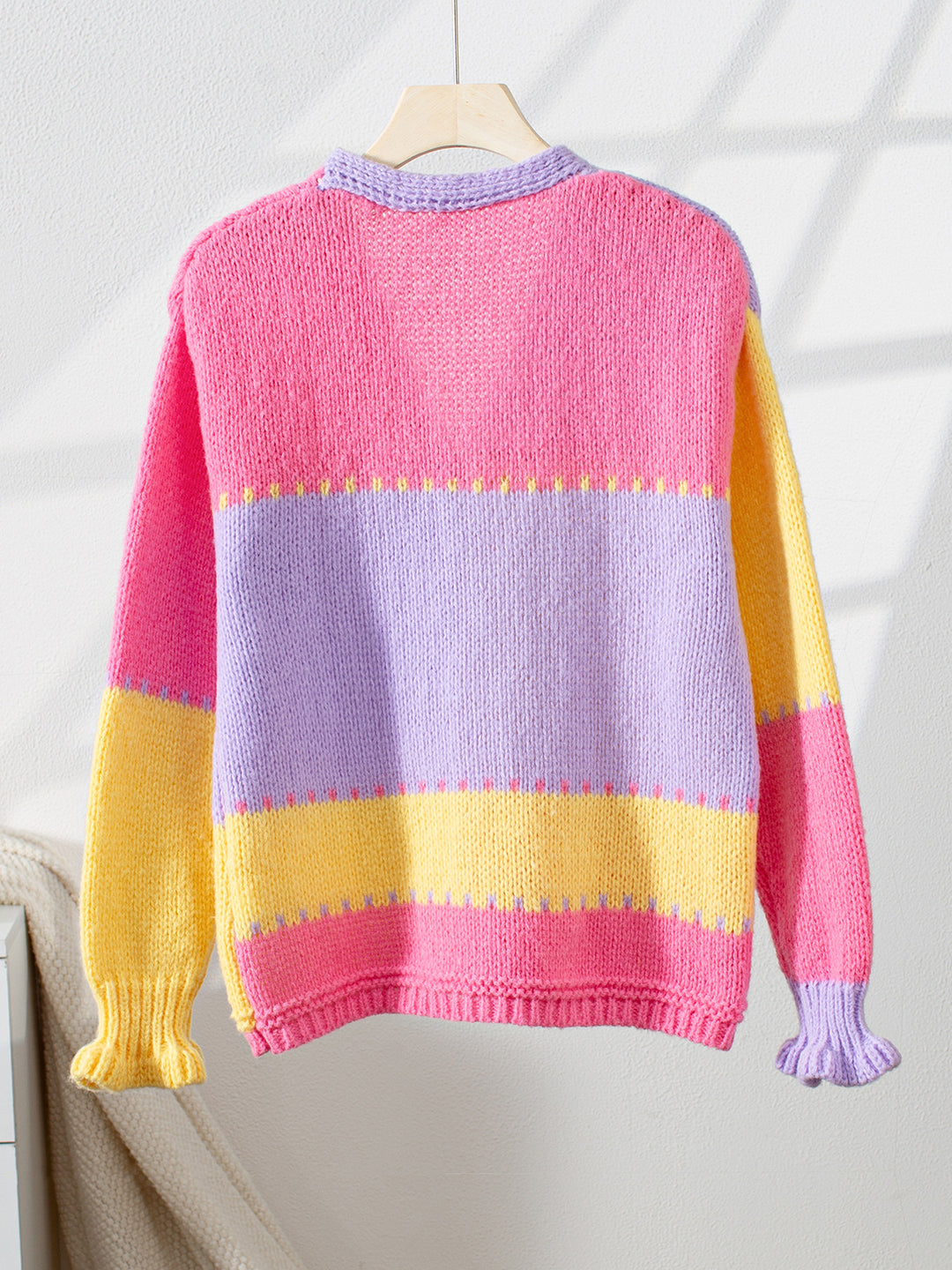 Women's Color Block Loose cozy Knitted Cardigan