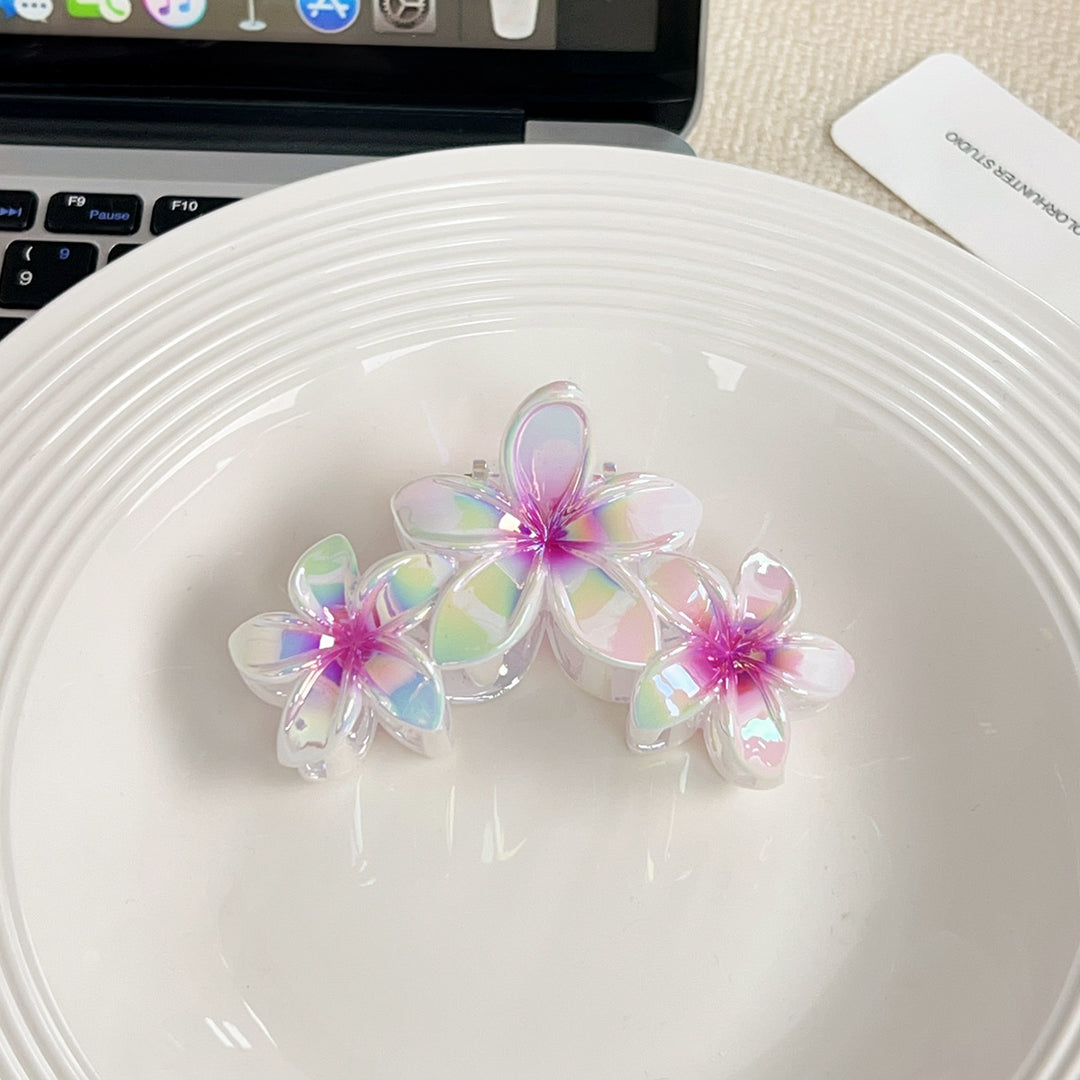 Colorful gradient flower hair shark clip for women