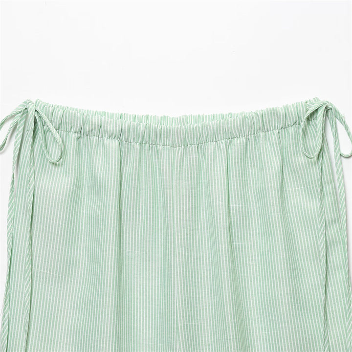 Striped crew neck camisole top&casual trousers set