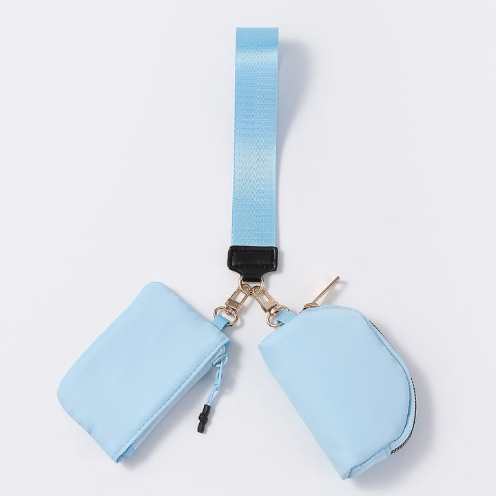 Dual Pouch Wristlet Portable Mini Coin Purse-blue