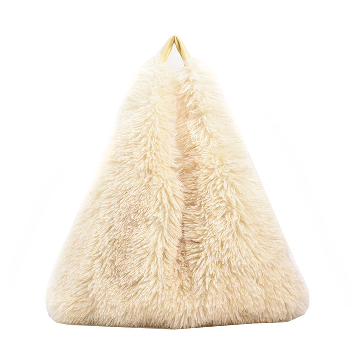 Large capacity plush bag solid color furry shoulder bag