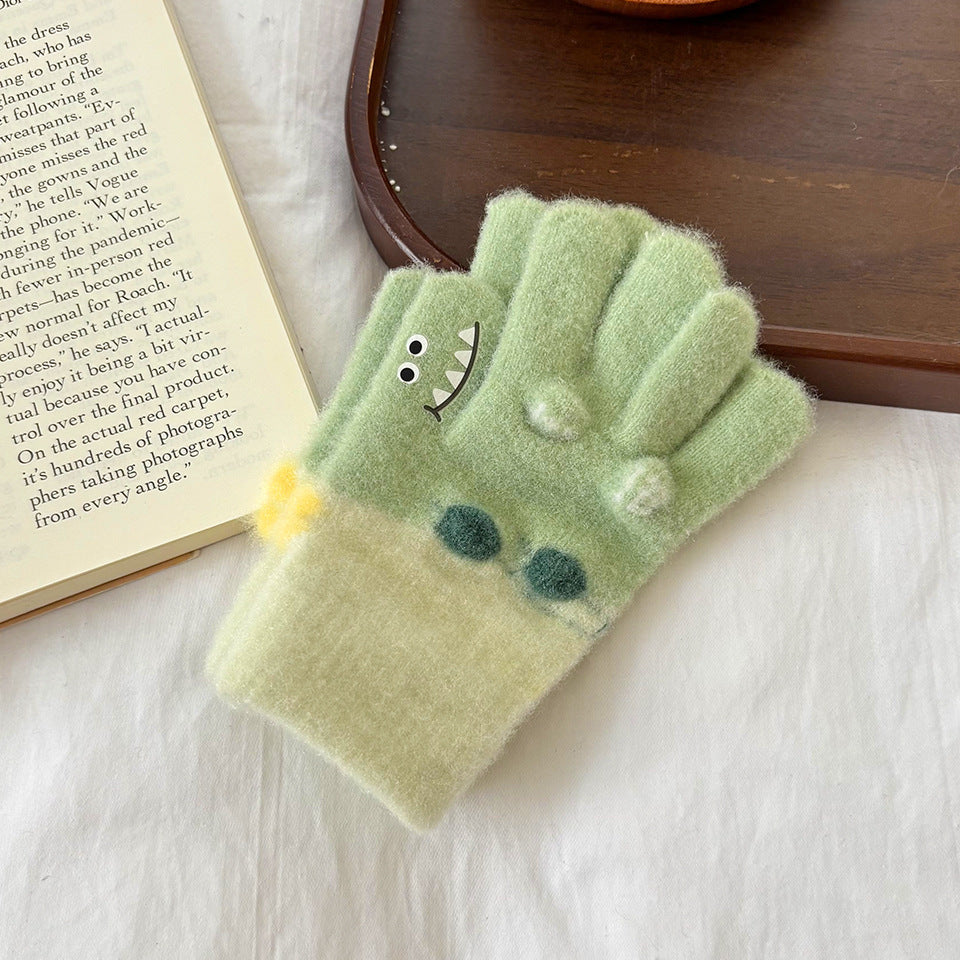 Cute Crocodile Print Children's Gloves for Winter