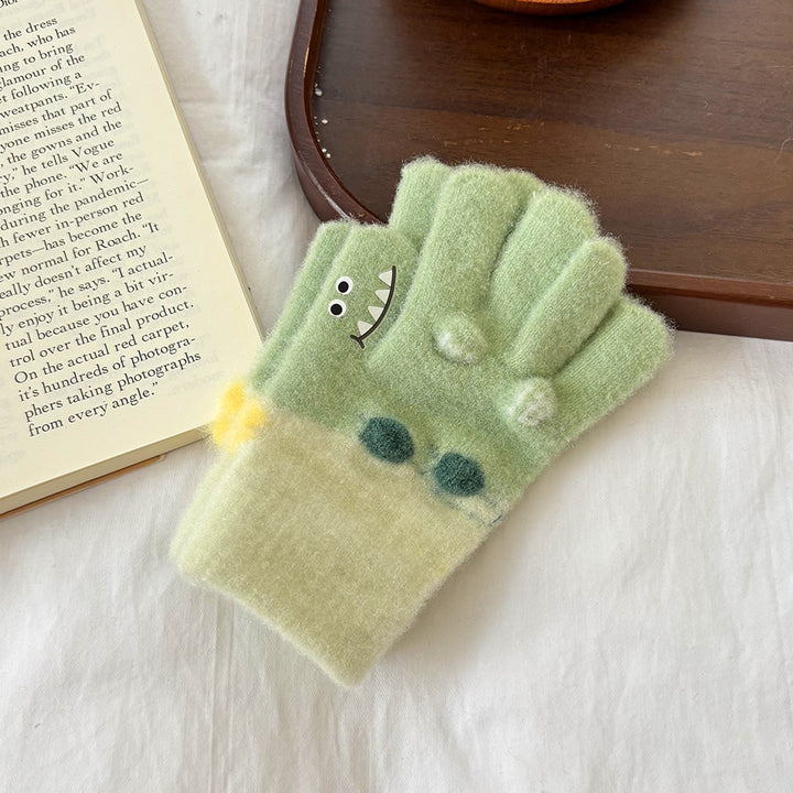 Cute Crocodile Print Children's Gloves for Winter
