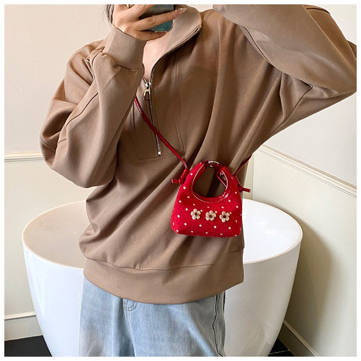 Sweet flower girls handbag polka dot mini crossbody bag