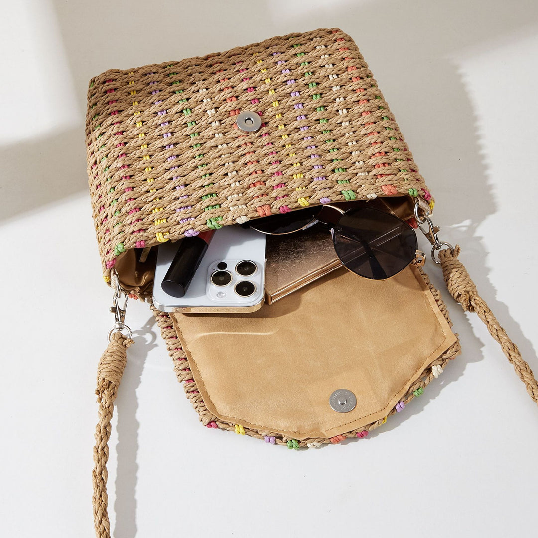Colorful flip straw bags woven beach bags for women