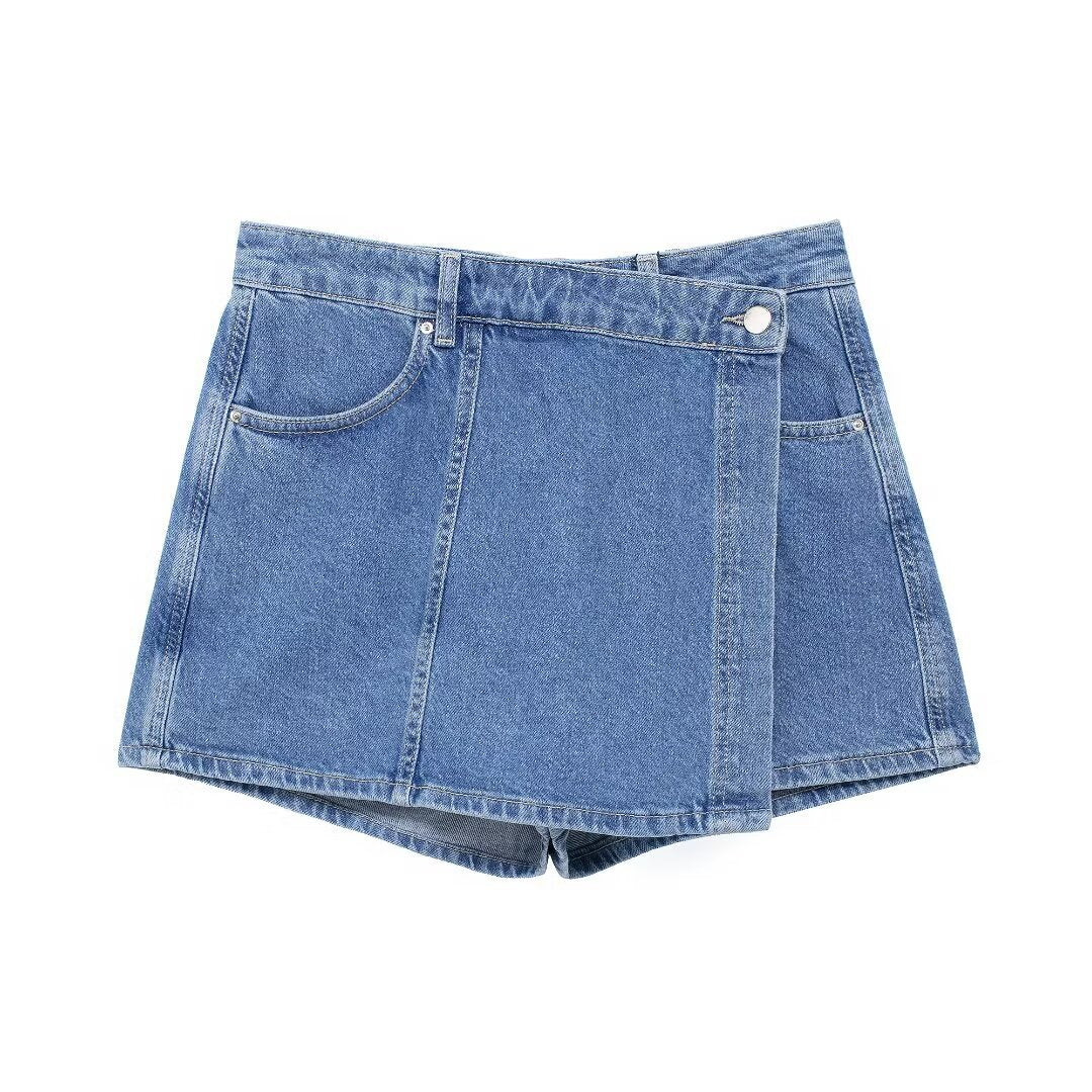 Cropped Denim Shirt&Double Breasted Culottes