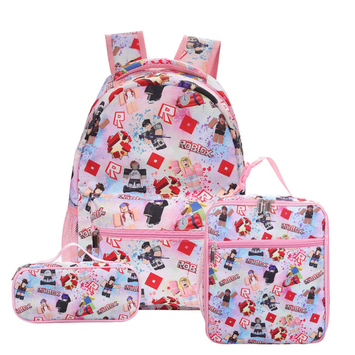 Stitch printed school backpack with lunch bag pencil bag